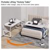 Adjustable Overbed Table with Wheels - Mobile Bedside Desk for Laptop & Food Tray, Fits Full/Queen/King Beds, 115-210cm, Rolling Medical Table, Black view 4