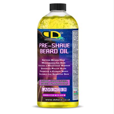 Pre-Shave Beard Oil with Lavender Soothes Sensitive Skin, Softens Hair, Enhances Razor Glide & Reduces Tug & Irritation Natural Jojoba, Grapeseed & Sweet Almond Oils (1000ml Cap)