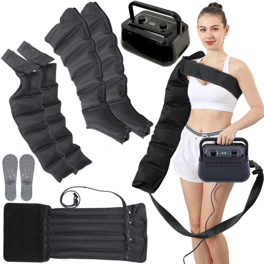 Air Compression Leg Massager Machine, 6-Cavity Waist Arm Leg Wraps Foot Lymphatic Drainage Massager, Pressotherapy Compression Boots, Circulation Improve Pain Relax