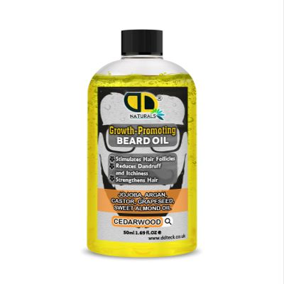 Beard Growth Oil for Men with Cedarwood Stimulates Hair Follicles, Strengthens & Moisturizes, Stops Itch & Dandruff Jojoba, Argan, Castor, Grapeseed, Almond Oil (50ml)