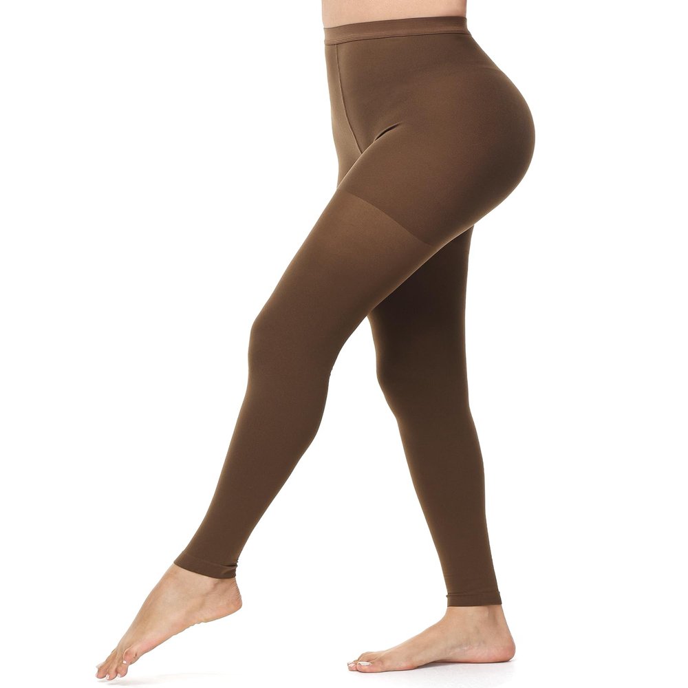 Ailaka Compression Tights for Women & Men 20-30mmHg, Medical Support Compression Leggings for Circulation, Muscle Recovery, Varicose Veins(Brown, L)