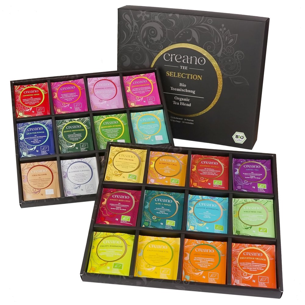 Creano Organic Tea Gift Set 48 Organic Tea Bags in 6 Dreamy Varieties 96 g*