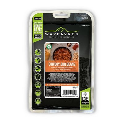 Wayfayrer Camping Food 300g Ready to Eat, Hot or Cold, Meal Pouch | Duke of Edinburgh Recommended Kit | Camping, Hiking, Fishing and Outdoor Adventures (Cowboy BBQ Beans)