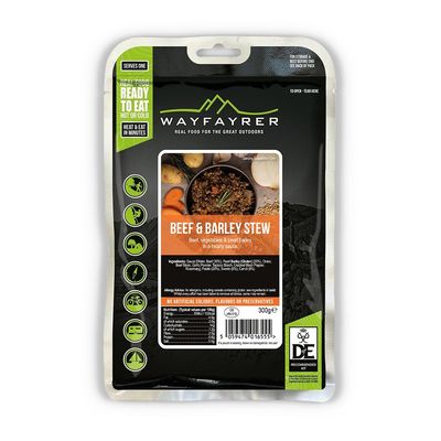 Wayfayrer Camping Food 300g Ready to Eat, Hot or Cold, Meal Pouch | Duke of Edinburgh Recommended Kit | Camping, Hiking, Fishing and Outdoor Adventures (Beef & Barley Stew)