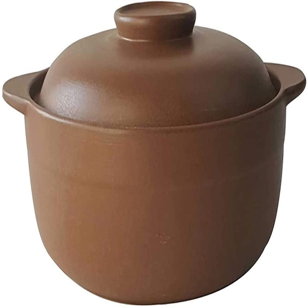Casserole Dish with Lid, Unglazed Ceramic Heat Resistant Soup Pot for Pregnant Women, Gas Safe Stew Pot and Braising Pan