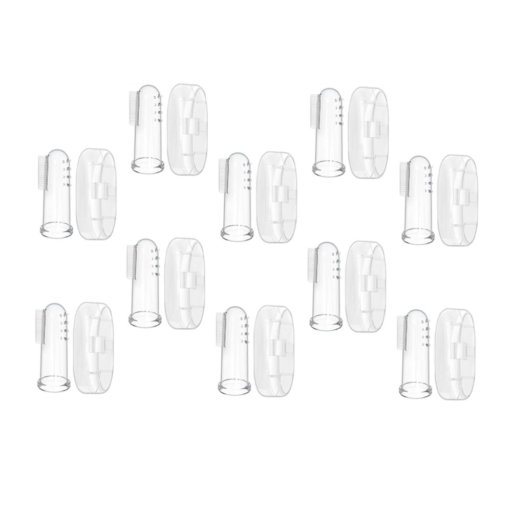 OUNONA 10sets Finger Toothbrush Cover Soft Silicone Oral Massager for Newborn Boy Girl Oral Cleaning Brush Teething Brush for Months