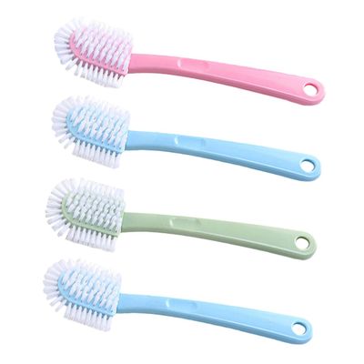 FreshCart Basics 4Pcs Long Handle Plastic Cleaning Brush Versatile Laundry and Bathroom Washing Tool with Flexible Bristles for Home and Office Use and Storage