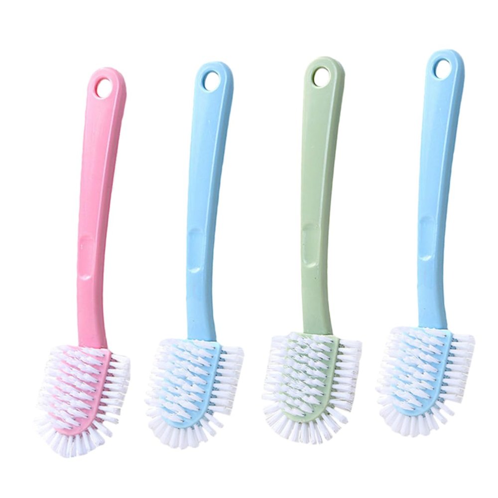 Veemoon 4pcs Plastic Shoe Cleaning Brush Set with Hanging Ring for Decontamination Power, Sturdy Washing Brush for Shoes, for Home and Kitchen Use Random Color
