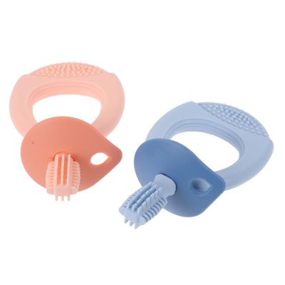 DONFAMDS 2 Pcs Baby Silicone Toothbrush Multipack with Soft Bristles for Comfortable Teeth Cleaning and Teething Relief, for Birthday and Baby Shower Gifts Random Color
