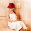 Colcolo Sauna Hat Sauna Cap Diameter 29cm Cap Indoor Portable Russian Styles Russian Bath Hat Accessories for SPA Men Women, Red view 2
