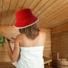 Colcolo Sauna Hat Sauna Cap Diameter 29cm Cap Indoor Portable Russian Styles Russian Bath Hat Accessories for SPA Men Women, Red view 4