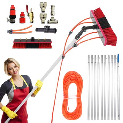 12m (39FT) Telescopic Window Cleaning Kit - Solar Panel Water Fed Brush with 20m PU Hose & 55cm Brush Head for Trucks, Boats & Cars, Ideal for High Reach Cleaning