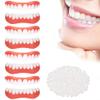 Wttfc 4 Pair False Teeth Veneers Top and Bottom Instant Veneers Dentures White Fake Teeth Veneers, Snap on Dentures, Smile Veneer Cosmetic Teeth Whitening Clip in Veneers Teeth for Men Women view 1