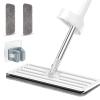 2 - in - 1 Hand - Free Flat Floor Mop with 360 Rotating Squeeze - Ideal for Wet, Dry & Dust Cleaning in Bathroom & Kitchen - 2 Reusable Washable Microfiber Pads Included view 1