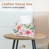 2 pack Pink Flowers with Leaves Tissue Box Cover, Decorative Tissue Box Dispenser for Bathroom, Parlors, Office, Bedroom Dresser, Vanity Countertop, Nightstand, Car, and Desk view 2