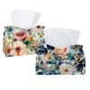 2 pack Floral Pattern with Flowers Tissue Box Cover, Decorative Tissue Box Dispenser for Bathroom, Parlors, Office, Bedroom Dresser, Vanity Countertop, Nightstand, Car, and Desk view 1