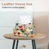 2 pack Floral Pattern with Flowers Tissue Box Cover, Decorative Tissue Box Dispenser for Bathroom, Parlors, Office, Bedroom Dresser, Vanity Countertop, Nightstand, Car, and Desk view 2