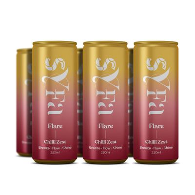 SYFA FLARE Chilli Zest 6-pack, Caffeine Free, Natural Nootropic Drink, Mood Lifting, Social Confidence Booster, 250ml per bottle.