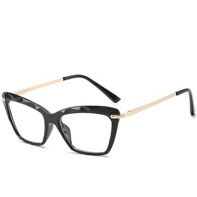 QINZHENZ Blue Light Blocking Computer Readers Anti Glare Reading Glasses HD Flat Light Mirror Cat-Eye Big Frame Eyewear(Black,+300)