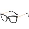 QINZHENZ Blue Light Blocking Computer Readers Anti Glare Reading Glasses HD Flat Light Mirror Cat-Eye Big Frame Eyewear(Black,+300) view 1