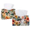 2 pack Floral Pattern with Flowers Tissue Box Cover, Decorative Tissue Box Dispenser for Bathroom, Parlors, Office, Bedroom Dresser, Vanity Countertop, Nightstand, Car, and Desk view 1
