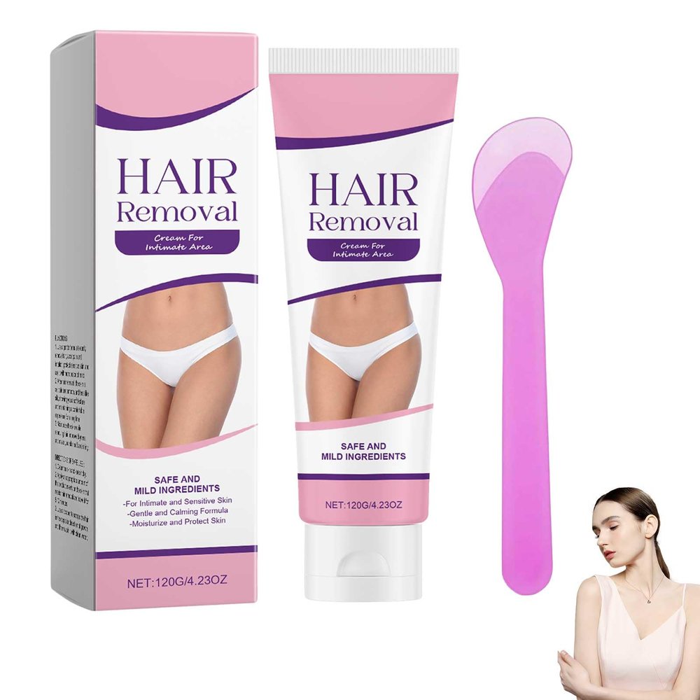 Hair Removal Cream, Sensitive Hair Removal Cream for Bikini Area, Intimate Area, Body, Legs and Armpits, Quick, Gentle and Painless Hair Removal with Scraper for All Skin Types