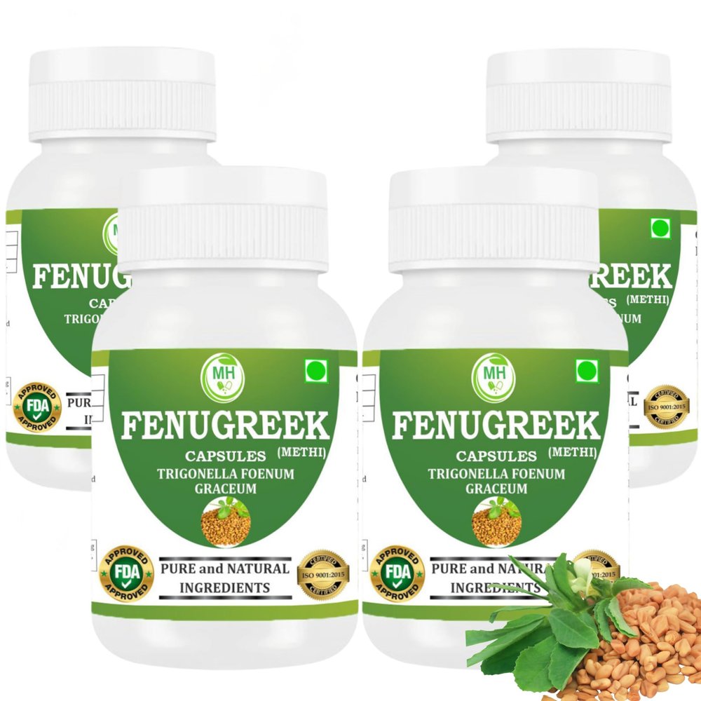 Morsan Healthcare Fenugreek Capsules 500mg | Pack of 4 x 60 Vegetarian Capsules | Natural Herbal Supplement for Wellness & Vitality | Trigonella Foenum-Graecum | GMP Certified & Gluten Free