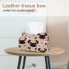 2 pack Cartoon Pug Dog Face Flower (3) Tissue Box Cover Leather Facial Tissue Dispenser Box Holder for Dresser Bathroom Decorative view 2
