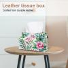 2 pack Flowers and Green Leaves Tissue Box Cover, Decorative Tissue Box Dispenser for Bathroom, Parlors, Office, Bedroom Dresser, Vanity Countertop, Nightstand, Car, and Desk view 2