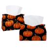 2 pack Helloween Pumkins 2_183 Tissue Box Cover, Decorative Tissue Box Dispenser for Bathroom, Parlors, Office, Bedroom Dresser, Vanity Countertop, Nightstand, Car, and Desk view 1