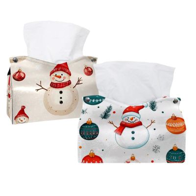 2 pack Merry Christmas Snowman Tissue Box Cover, 7.5x5x6in