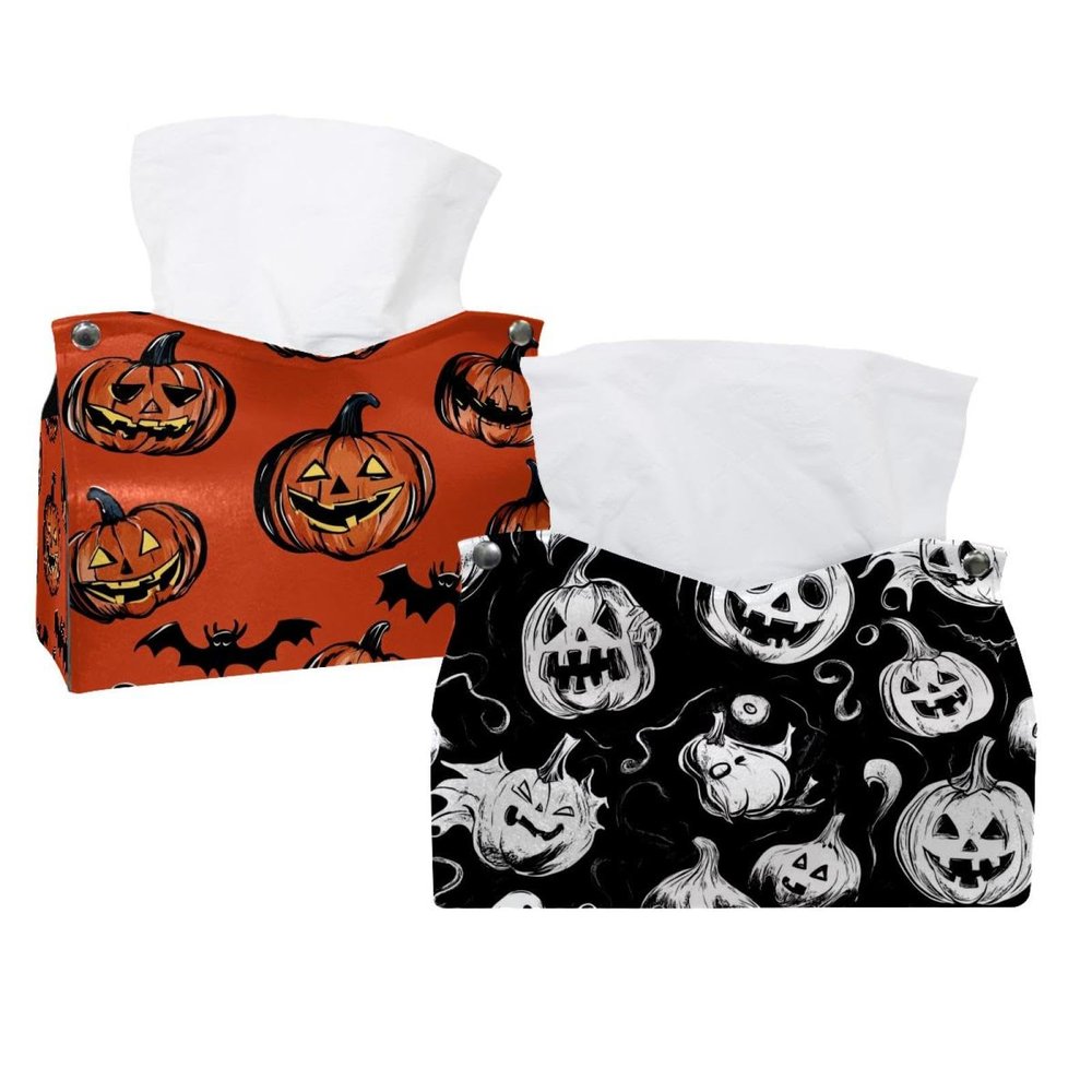 2 pack Halloween Tissue Box Cover, 7.5x5x6in