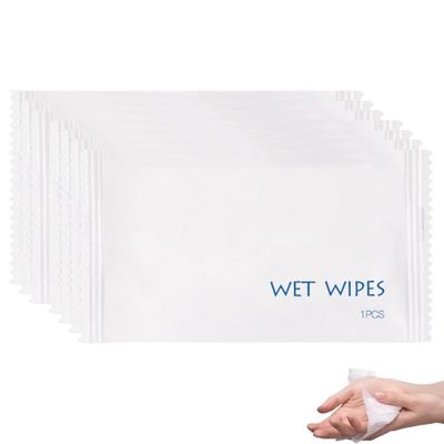 30/60/100 Pack Disposable Wet Wipes | Individually Wrapped Travel Size | Unscented Hand & Face Wipes | for Travel, Restaurant, BBQ, Offices | Portable (100pcs, One Size)