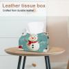 2 pack Merry Christmas Snowman Tissue Box Cover Leather Facial Tissue Dispenser Box Holder for Dresser Bathroom Decorative view 2