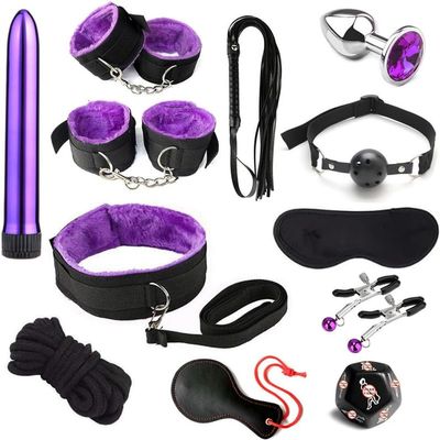 12 Piece Purple Nylon Strength Training Set, Hand And Foot Yoga Tension Band, Sports Training Accessories, Adjustable Couple Se