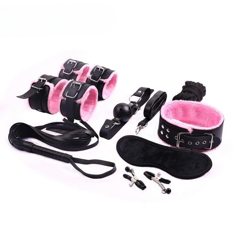 8-Piece Leather Pink Set, Indoor Fitness Gift For Couples, Double Training Elastic Band For Family Activities, Fun Lifestyle Tools And Accessories