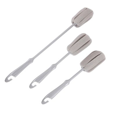 DEARMAMY 2sets Sponge Cleaning Brush with Long Handle for Bottles Glasses Cups Long Brush for Home Travel Use 3pcs*2