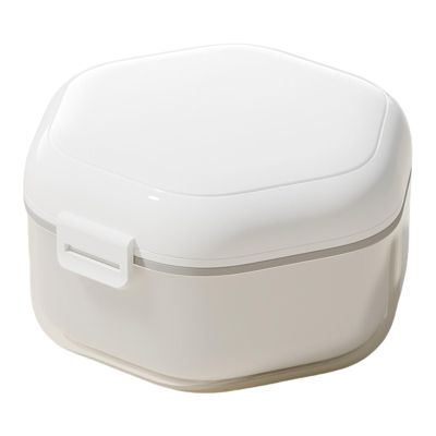 Vynetra Denture Bath Box Cup With Strainer Basket Storage Container For Retainers Mouth Guard Holder For Household Portable Retainer Holder