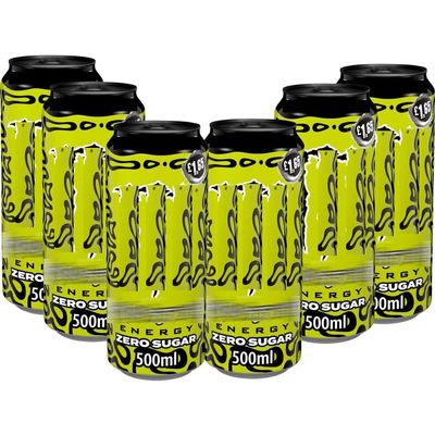 Energy Drink Zero Sugar Drink Cans 500ml - Carbonated Energy Drink (6 x Cans)