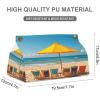 Beach Scene with Chairs Tissue Box Cover Easy Access, Stylish PU Leather Tissue Box Holder for Home, Office, Car, Desk Tabletop Decor view 3