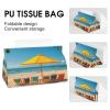 Beach Scene with Chairs Tissue Box Cover Easy Access, Stylish PU Leather Tissue Box Holder for Home, Office, Car, Desk Tabletop Decor view 4