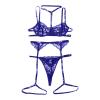 Sexy Lingerie Sets For Women Exotic Floral Lace Underwire Push Up Bra Panty Garter Belt Wear Comfortable Elegant Design (Blue, XXXXXL) view 2