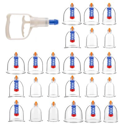 LIEWEI Boutique Shop UK 24 Cups Kit Acupoint Cupping Set Vacuum Cupping Sets Easy to Use Body Cupping Set Chinese Therapy Cupping Set Therapy Set