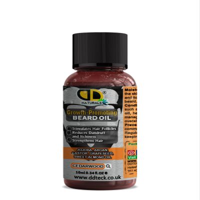 Beard Growth Oil for Men with Cedarwood Stimulates Hair Follicles, Strengthens & Moisturizes, Stops Itch & Dandruff Jojoba, Argan, Castor, Grapeseed, Almond Oil (10ml)