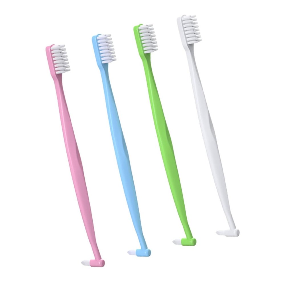 CTIRCHIU 4pcs Double-Headed Ergonomic Tapered Toothbrushes for Interdental Cleaning with Pp Material, Manual Brushing Tooth Brushes Suitable for Travel and Home Use