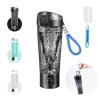 HUOMAQFAN Electric Protein Shaker Bottle, 700ml Shaker Cups for Protein Shakes and Meal Replacements, BPA-free Portable Rechargeable Mixer Cup with USB Rechargeable, A Bottle Brush (Black) view 1