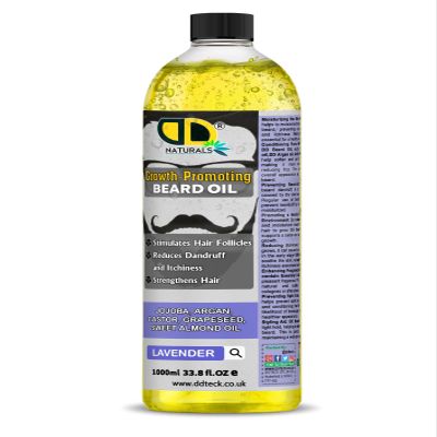 Beard Growth Oil for Men with Lavender Stimulates Hair Follicles, Strengthens & Moisturizes, Stops Itch & Dandruff Jojoba, Argan, Castor, Grapeseed, Almond Oil (1000ml Cap)