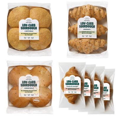 ROBERT ANDREW Low-Carb Sourdough Picnic Bundle, High-Protein & Fibre, Freshly Baked Bread, Freezer Friendly, White Rolls 4x60g, Brown Rolls 4x60g, Croissants 3x90g, Chocolate Croissant 4x110G