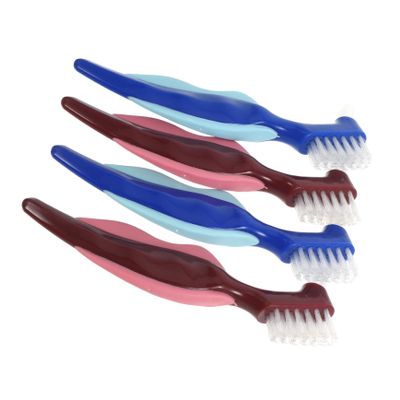 Gatuida 4pcs Double Sided Denture Cleaning Brush for Braces and Denture with Easy and Thorough Cleaning Made of Sturdy Pp and Nylon at Home