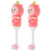 Gatuida 2pcs Kids Toothbrush Set with Soft Silicone Bristles, Cute Bear Shape for Gentle Care of Teeth and Gums, Manual Toothbrushes for Toddlers and Children, Pink Colour view 1